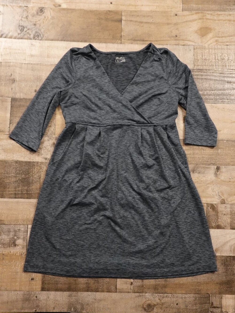 Eddie Bauer Voyager Knit Dress Women's Large Slate Heather Travel Casual